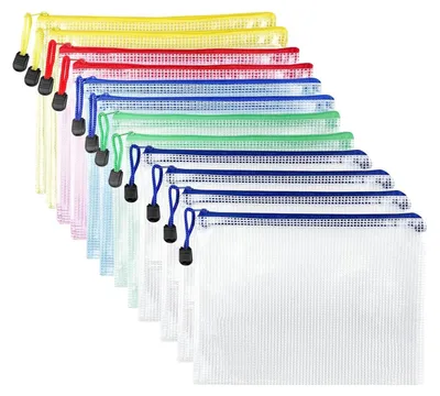 Produktbild von 12 Stücke Dokumententasche A4, Wasserdichte Dokumententasche für Akten, Papiere, Quittungen, Kosmetika, Kosmetika, Bürobedarf, Hausaufgaben