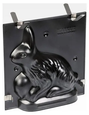 Produktbild von 3D Backform Hase 0,5l, Kuchenform für Ostern, Motivbackform mit Klammern, antihaftbeschichtet, auslaufsicher, Schwarz