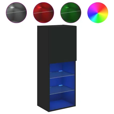 Image de vidaXL Armoire TV avec lampes LED Noir 40,5x30x102 cm