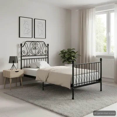 Immagine prodotto di Maison Exclusive - Struttura letto in metallo nero 90x200 cm