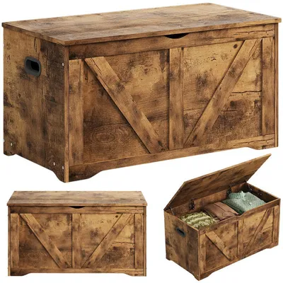 Produktbild von Holzkiste Zur Aufbewahrung / Aufbewahrungskiste / Organizer / Bank 100 Cm – Braun