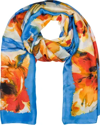 Produktbild von styleBREAKER Damen Schal mit buntem Blumen Muster im Aquarell Stil, Seidig leichtes Tuch 01016238