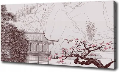 Produktbild von Foto Malerei auf Leinwand Chinesische Landschaft 120x60 cm