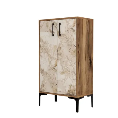 Zdjęcie produktu dla Skye Decor, Prague- Prague JUG, kolor orzechowy, biały, szafka na buty, 111x60x35 cm, 100% płyta wiórowa pokryta melaminą