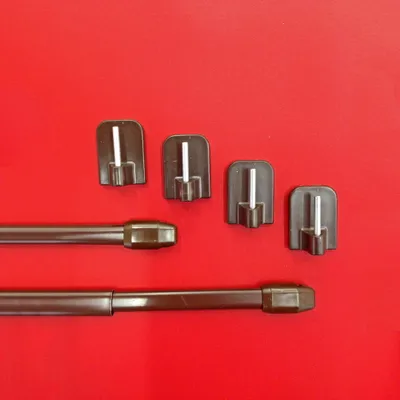 Produktbild von Vitragestangen 2er Pack inkl. Schraubhaken - Breite 50 - 70 cm ausziehbar 11 mm Höhe - braun