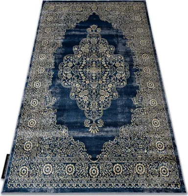 Produktbild von Modern DE LUXE Teppich 474 Ornament - Strukturell dunkelblau / gold Blau 140x190 cm
