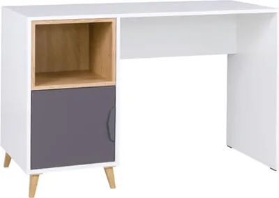 Produktbild von MIRJAN24 Schreibtisch Joker 14, Stilvoll Kinderzimmer Computertisch (Weiß / Graphit + Lefkas Eiche)
