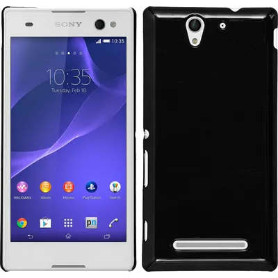 Produktbild von PhoneNatic Case kompatibel mit Sony Xperia C3 - Hülle schwarz Lederoptik Hard-case + 2 Schutzfolien