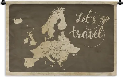 Produktbild von MuchoWow® Wandteppich Wandbehang Karte Europa - Zitat - Vintage 90x60 cm Tapisserie Dekoration Wandtuch - Wandskulpturen - Bildteppich