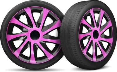 Produktbild von Auto Radkappen Radzierblenden 4er Set passend für alle Stahlfelgen - einstellbarer Sicherungsring - 15 Zoll - Schwarz Rosa Pink
