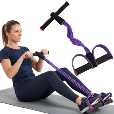 Produktbild von Trainings-Expander mit Widerstandsbändern, Bauchmuskeltrainer mit Fußpedalen