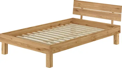 Produktbild von Holzbett Bettrahmen Einzelbett Eiche massiv geölt 120x200 wählbares Zubehör V-60.88-12Rollrost inkl.