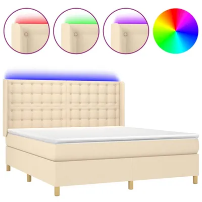 Produktbild von vidaXL Boxspringbett mit Matratze & LED Creme 180x200 cm Stoff