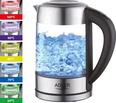 Produktbild von Adler AD 1247 Schnurloser Wasserkocher, Glasgehäuse, 1,8 l FÃ1/4llmenge, 2600 Watt, 360° Sockel, Akustiksignal, Trockengehschutz, Kalkfilter, Abschaltautomatik