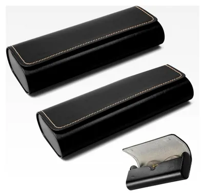 Produktbild von Brillenetui Hardcase, 2 Stück Brillenetuis aus Leder für Damen und Herren, Hartschalenetui für Sonnenbrillen, Lesebrillen und Sportbrillen