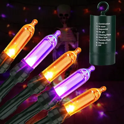 Obrázok produktu pre Fialové vianočné svetielka – 10 metrov, 100 LED, napájanie na batérie – oranžová farba