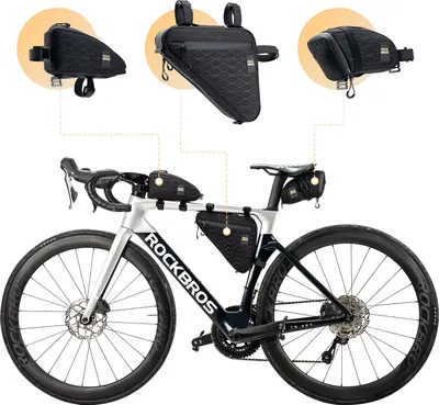 Immagine prodotto di ROCKBROS 3 PCS set di borse per bicicletta telaio/sella/manubrio nero
