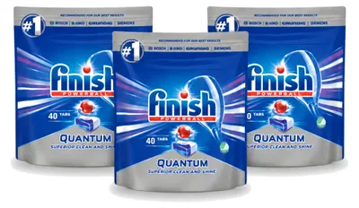 Produktbild von 3 x Finish Quantum Powerball Vaatwastabletten – 40 Tabs - Vorteilspackung - 3 Stücke