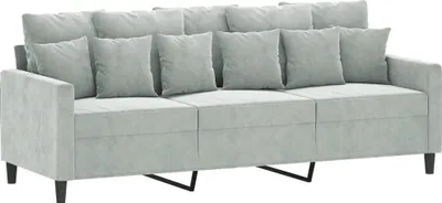 Produktbild von vidaXL 3-Sitzer-Sofa Hellgrau 180 cm Samt