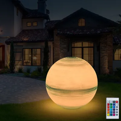 Immagine prodotto di Lampada da giardino a LED lampada a sfera per esterni con cavo di alimentazione 3 M palla luminosa 60cm cambio colore telecomando RGB dimmerabile presa E27 incl. lampadina IP55 (Merkur-50)