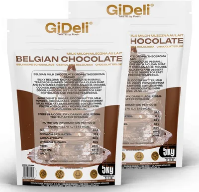 Produktbild von Belgische Schokolade 10 kg Kuvertüre Kakao für Glasur und Desserts GiDeli