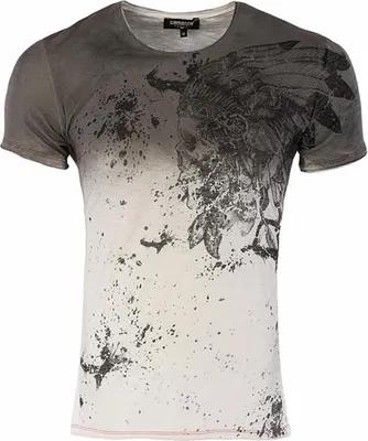 Produktbild von Brandneu Designer T-Shirt CARISMA Dunkelgrau Indian-Skull-Print CRM4476 XL