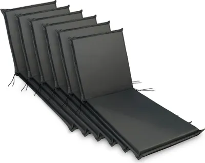 Produktbild von sunnypillow 6 Stück Liegenauflagen 190 x 60 Auflage Polster für Gartenmöbel extra dick 9cm waschbar wasserdicht Polsterauflagen für Gartenliege Sonnenliege Liegestuhl Kissen Anthrazit
