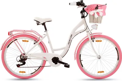 Produktbild von Goetze Mood 26 Zoll City Bike, 17 Zoll Tiefeinsteigerrahmen, 6-Gang Shimano Tourney, V-Bremse, LED-Beleuchtung, Komfortsattel, Rattankorb