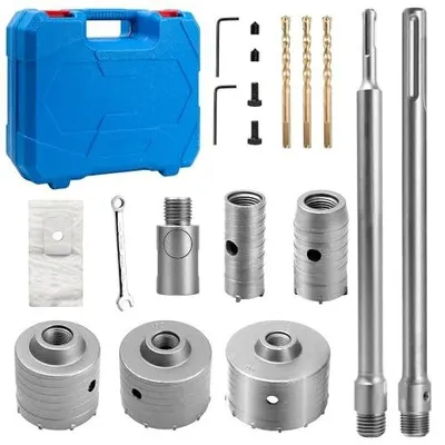 Zdjęcie produktu dla Otwornice do betonu rdzeniowe zestaw 30/40/68/82/100 mm adapter sds plus