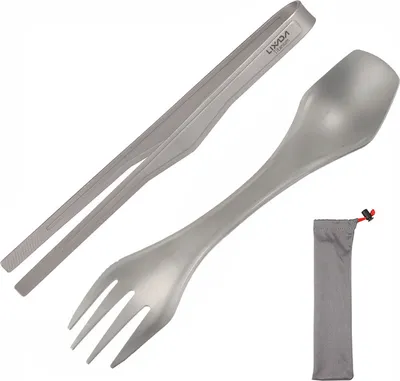 Produktbild von Lixada Titanium Zangenclip mit Spork BBQ Grillwerkzeug Leichter Outdoor Camping Rucksack Wandern Kochgeschirr