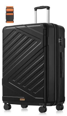 Produktbild von SONGMICS Koffer, Hartschalenkoffer mit TSA-Schloss und Koffergurt, erweiterbar, XL, 75 cm, für Urlaub, 4 Rollen, schwarz