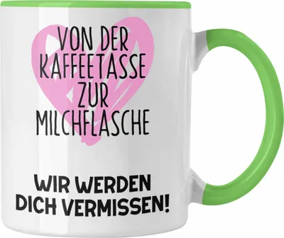 Produktbild von Trendation - Mutterschutz Geschenk Kollegin Tasse Abschied Werdende Mama Abschiedsgeschenk Arbeitskollegin Von Kaffeetasse Zur Milchflasche (Grün)