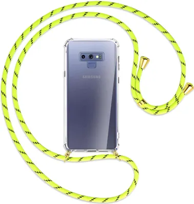 Produktbild von Handykette Backcover-Schutzhülle mit Band (Metall goldfarben) für Samsung Galaxy Note 9 - neongelb