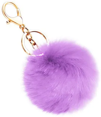 Productafbeelding van Lila pompom sleutelhanger, 8 cm