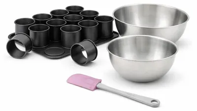 Image de Set de 4 ustensiles de pâtisserie moule à gâteaux 2 bols et spatule Black mettallic Black mettallic Zenker  Black mettallic