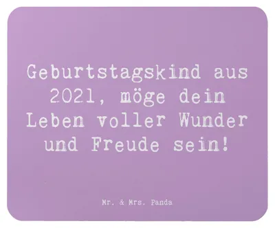 Produktbild von Mr. & Mrs. Panda Mouse Pad Spruch 2021 Geburtstag - Lavendeltraum - Geschenk, glücklich, Ermutigung, Mauspad, computer, Inspiration, Wunder, Happy Birthday, mausteppich
