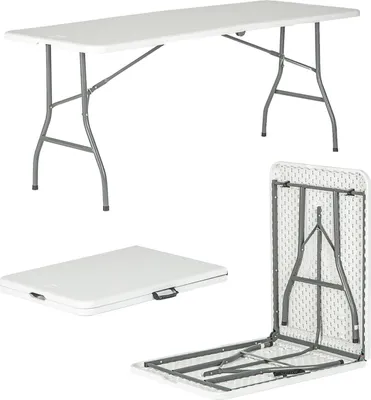 Produktbild von Harbor Housewares Rechteckiger klappbarer Tisch auf Böcken – 180 cm – Weiß
