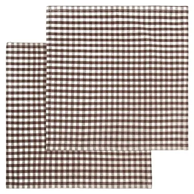 Obrázek produktu pro HOMLA MARAVILLA – Bavlněné ubrousky s hnědým kostkovaným vzorem, sada 2 kusů, rozměry 2 × 40 × 40 cm