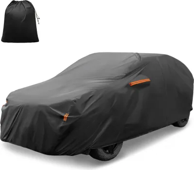 Produktbild von Autoabdeckung fš¹r Toyota RAV4 2012-2022 Aluminiumfolie Outdoor Vollgarage Wasserdichter Winddichter Schutz mit Fahrertš¹r-Rei?verschluss Schwarz