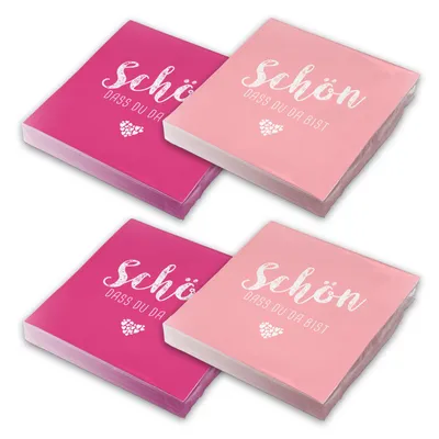 Produktbild von itenga 80x Serviette Schön dass du da bist (40x pink - 40x rosa)