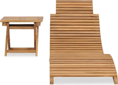 Produktbild von vidaXL Klappbare Sonnenliege mit Tisch Massivholz Teak