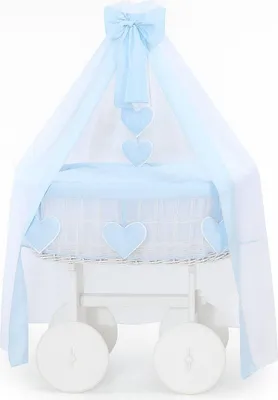 Produktbild von Wicker Wiegje Deluxe – Baby Wieg – natürlich, sicher und bequem mit Vorhang und Bettwäsche