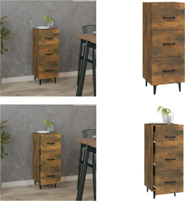Produktbild von vidaXL Sideboard Räuchereiche 34,5x34x90 cm Holzwerkstoff - Sideboard - Sideboards - Schrank - Aufbewahrungsschrank