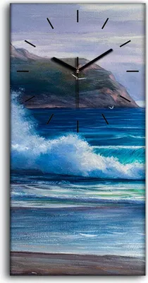 Produktbild von Dekor Leinwand Uhr Wandbilder Geräuschlos 30x60 Ölgemälde Küste wellen Ozean - schwarze Hände