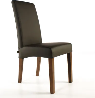 Produktbild von SIX Echt-Lederstuhl Massiv mit Nosag Federn Komfort Latexgurte Design Esszimmerstuhl Bambi Vollbezogen-Rindsleder Holzgestell Vollverleimt 150kg Belastbar Braun Nussbaum