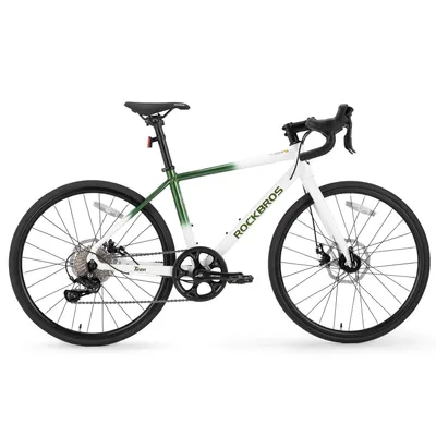 Produktbild von ROCKBROS Teen Rennrad 22 Zoll Aluminium Jugend, SENSAH PHI 10 Gang Schaltung Fahrrad Mechanische Scheibenbremsen für 140–155cm Fahrer Weiß-Grün