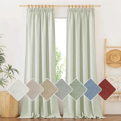 Produktbild von Unyqoos® Leinen-Vorhänge 2er-Set halbtransparent Boho 245x140 cm (H×B) 30% Leinen Faltenband für Gardinenringe, Haken & Schienen