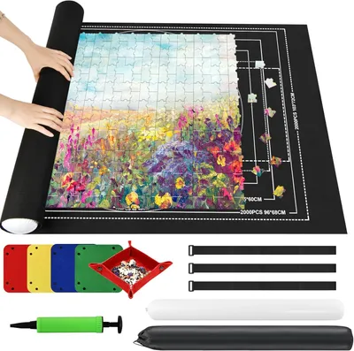 Produktbild von Puzzle Roll-Up Aufbewahrungsmatte, Filzpad für 2000 Teile, Faltbar mit aufblasbarer Pumpe, für Puzzler
