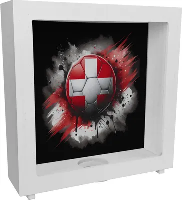 Produktbild von Fußball Schweiz Flagge Rahmen Spardose aus Holz