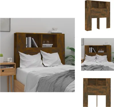 Produktbild von vidaXL Kopfteil mit Ablagen Räuchereiche 100x18,5x104,5 cm -  Kopf- & Fußenden